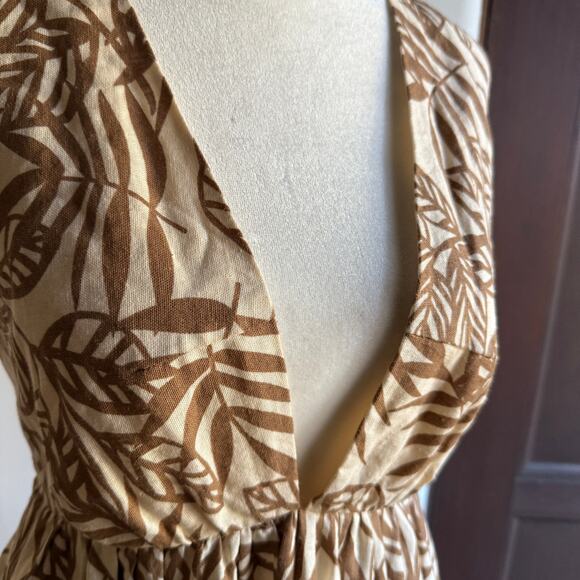 HOUSE OF HARLOW 1960 | Linen Tie Back Tiered Skirt Open Back Sundress | Small - Picture 2 of 8